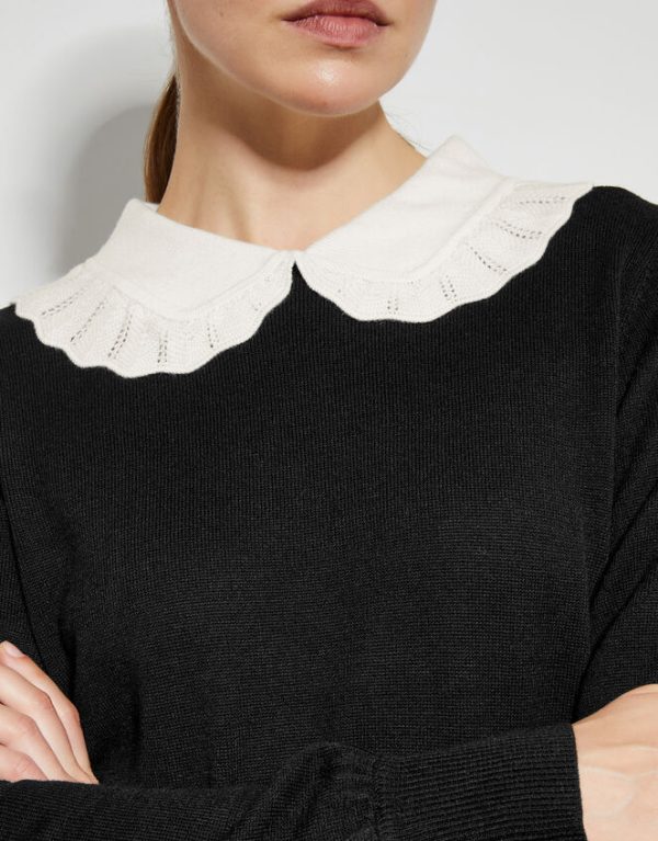 Monsoon Cleo Pointelle Collar Jumper Black - Image 3