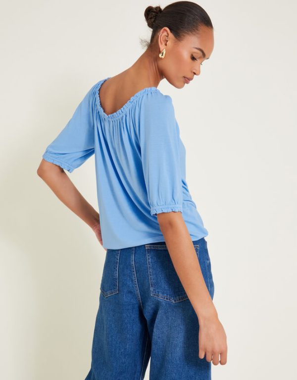 Monsoon Bora Button Jersey Top Blue - Image 3