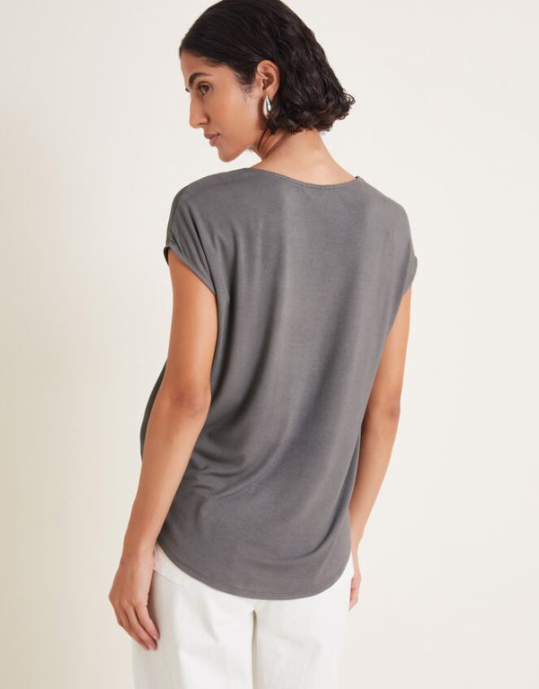 Monsoon Wilde Sleeveless Satin Top Grey - Image 3