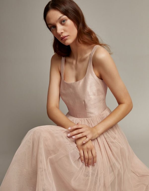 Monsoon Alice Sleeveless Tulle Midi Dress Pink - Image 3