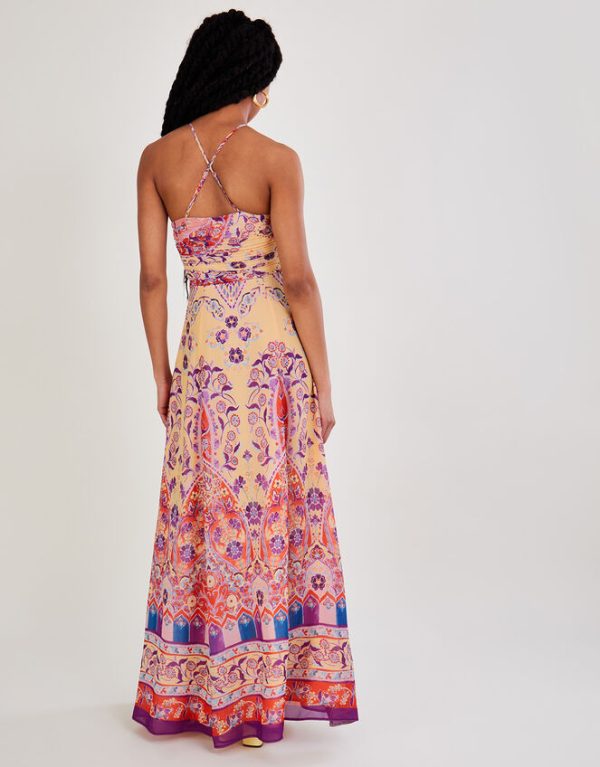 Monsoon Violet Print Maxi Dress Yellow - Image 4