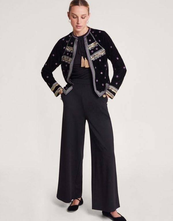 Monsoon Vera Embellished Velvet Jacket Black - Image 2