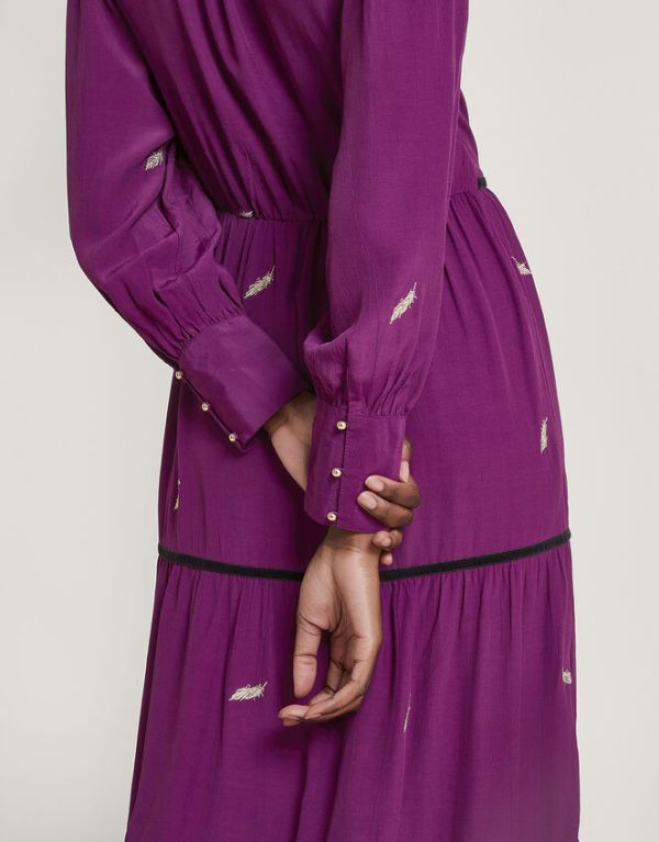 Monsoon Willa Embroidered Shirt Dress Purple - Image 2