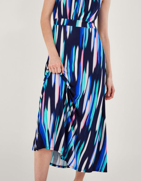 Monsoon Holly Print Halter Neck Maxi Dress Blue - Image 2