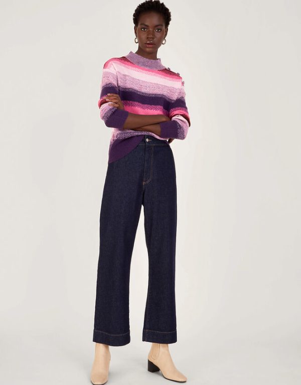 Monsoon Ombre Stripe Mock Neck JumperPink - Image 2