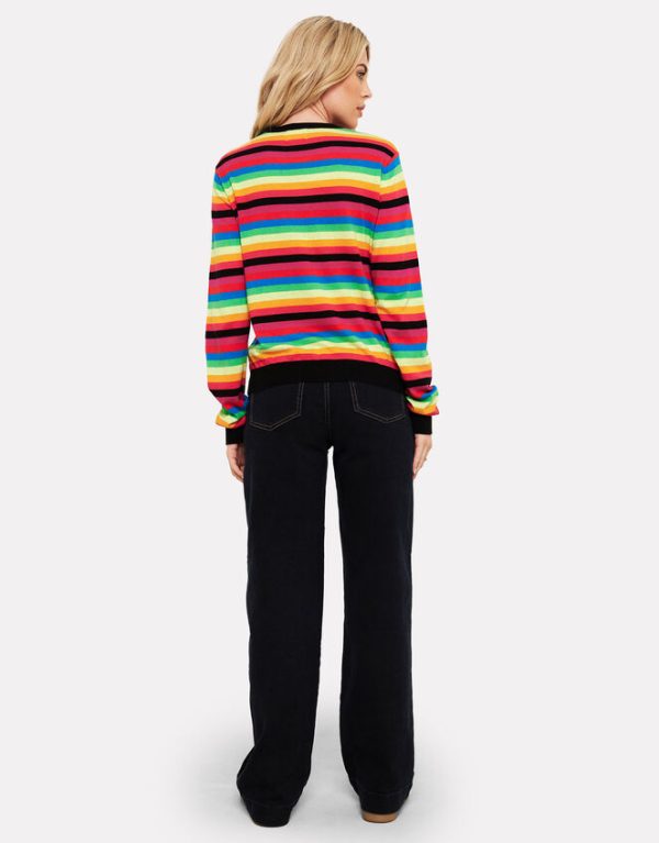 Monsoon WISPR Rainbow Crew Neck Sweater Black - Image 4