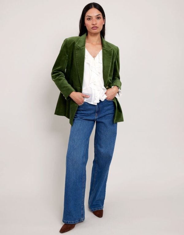 Monsoon East Velaris Velvet Blazer Green - Image 4