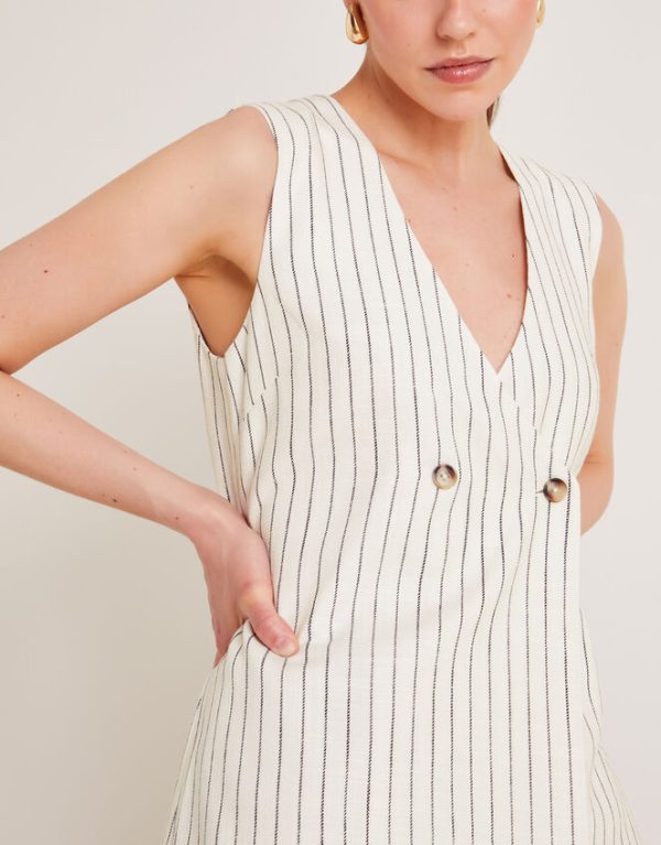 Monsoon Sara Stripe Waistcoat Ivory - Image 5