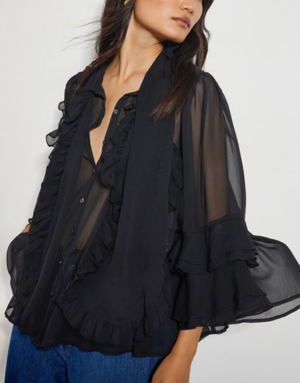 Monsoon Anais Ruffle Blouse Black - Image 4