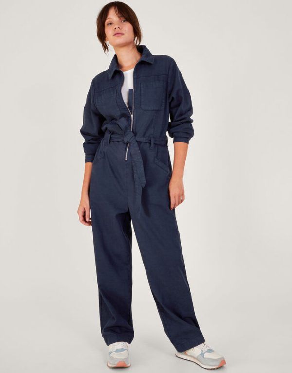 Monsoon Ally Zip-Up Jumpsuit Blue - Image 3