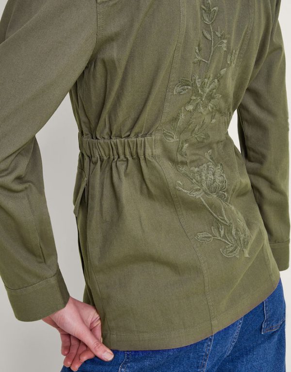 Monsoon Lyria Embroidered Utility Jacket Green - Image 3