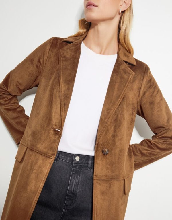 Monsoon Tove Suedette Trench Coat Brown - Image 4