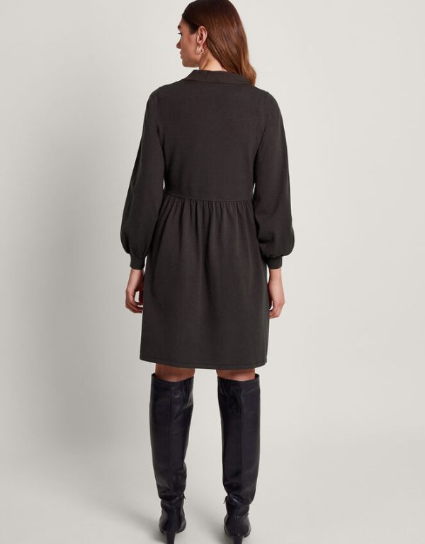 Monsoon Zelda Zip Collar Mini Dress Grey - Image 3