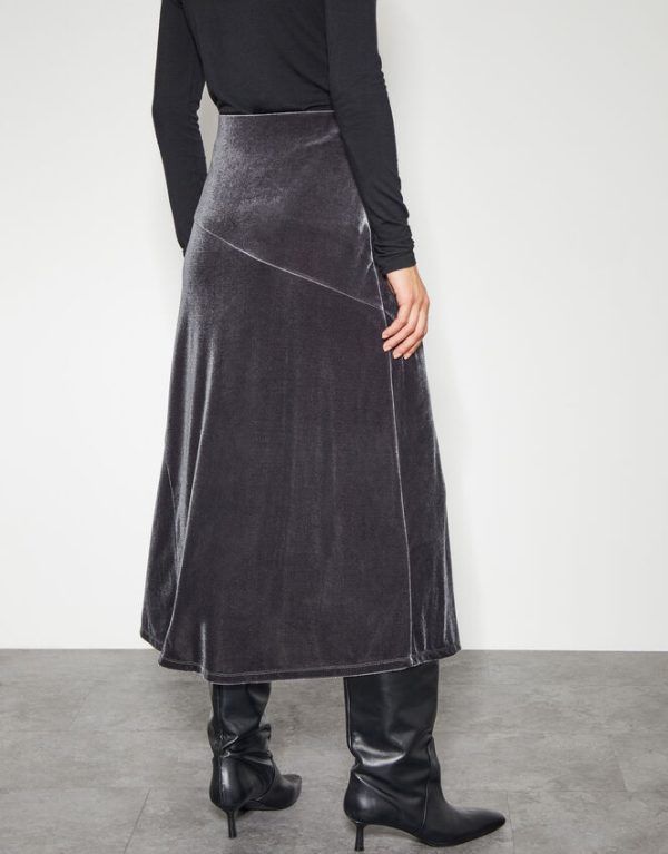 Monsoon Viola Velvet Midi Skirt Silver - Image 4