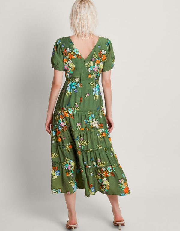 Monsoon Zafia Tiered Dress Green - Image 3