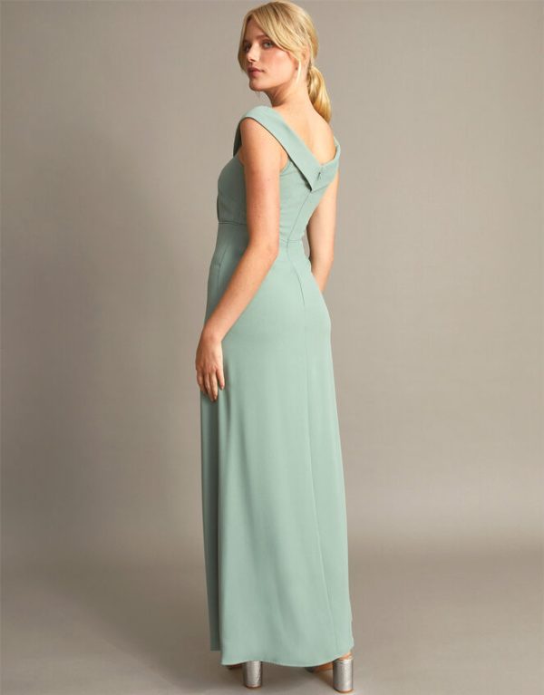 Monsoon Beatrice Crepe Bardot Maxi Dress Green - Image 3