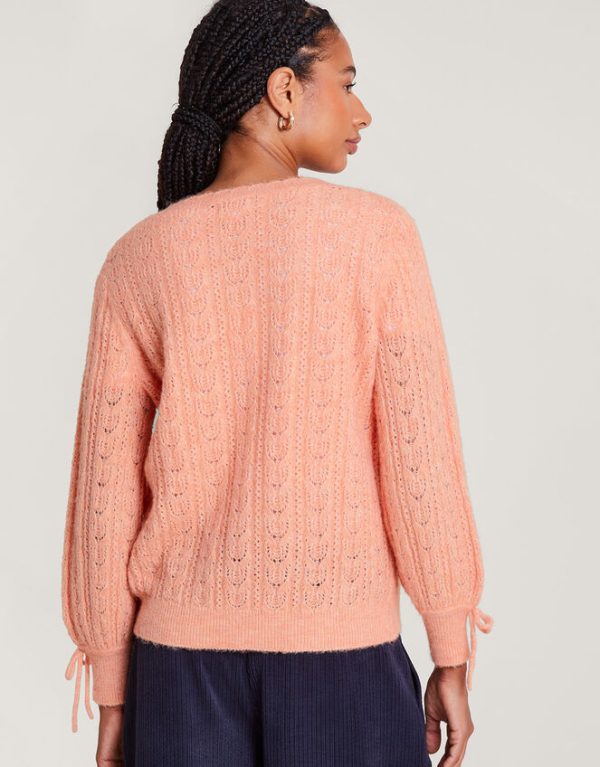 Monsoon Super-Soft Pointelle Cardigan Orange - Image 3