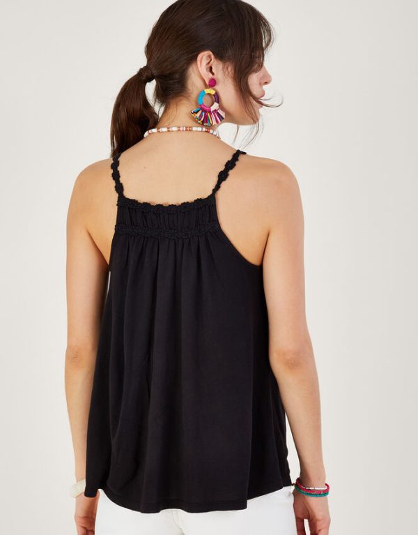 Monsoon Crochet Trim Jersey Cami Black - Image 3