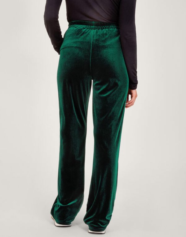 Monsoon Blake Velvet Kick Flare Trousers Green - Image 4