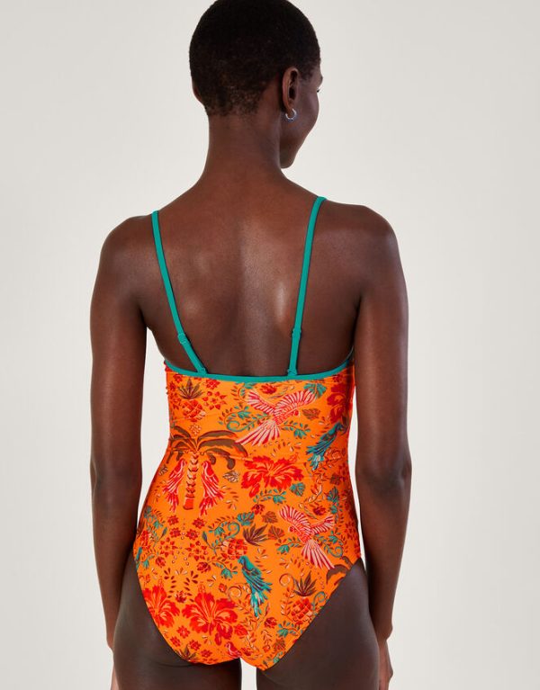 Monsoon Palm Print Swimsuit Orange - Image 3