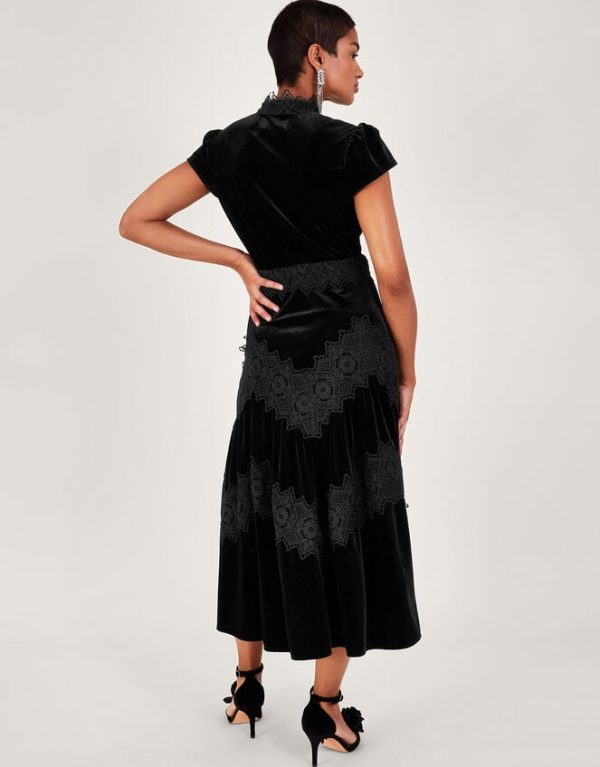 Monsoon Valentina Velvet Lace Dress Black - Image 4