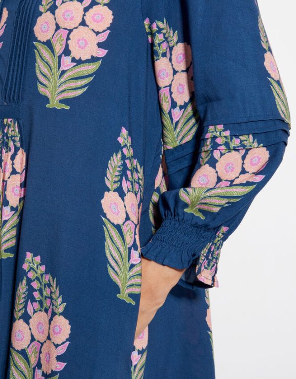 Monsoon East Floral Print Midi Dress Blue - Image 4