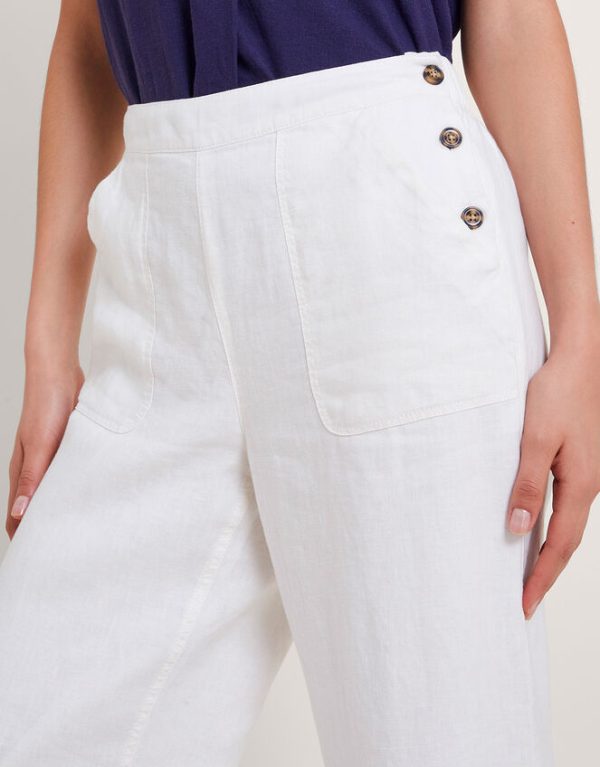 Monsoon Parker Short-Length Linen Trousers White - Image 4