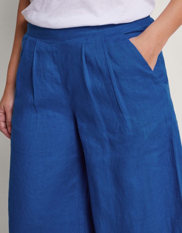 Monsoon Solene Wide Leg Trousers Blue - Image 4