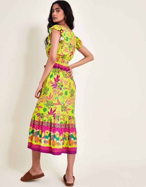 Monsoon Vita Floral Dress Green - Image 4