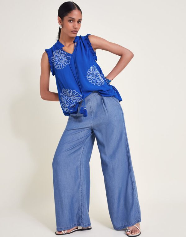 Monsoon Meena Embroidered Top Blue - Image 5