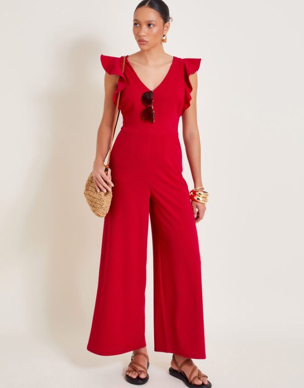 Monsoon Riri Ruffle Jumpsuit Red - Image 5