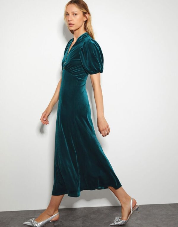 Monsoon Veronique Velvet Bow Midi Dress - Image 5