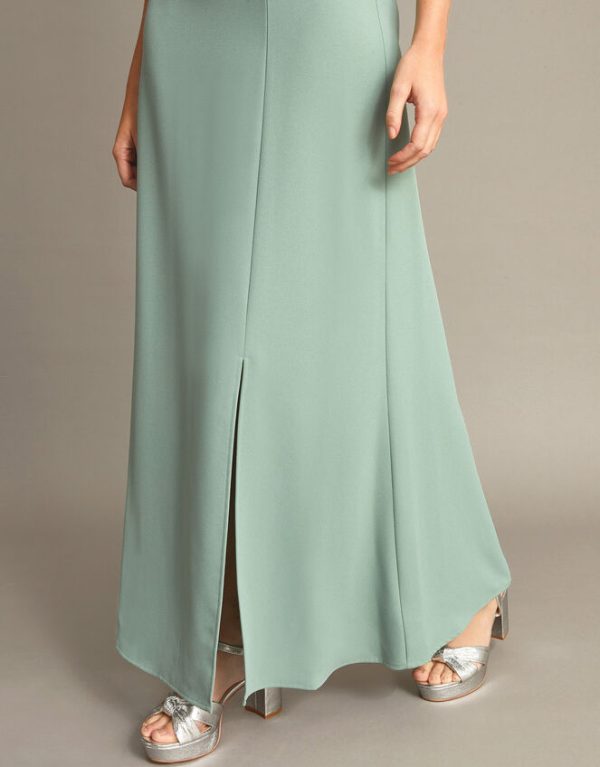 Monsoon Beatrice Crepe Bardot Maxi Dress Green - Image 4