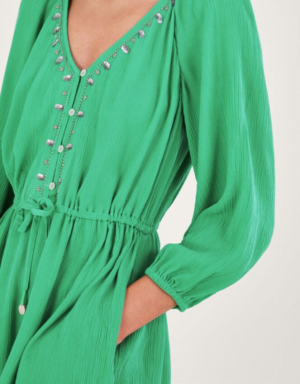 Monsoon Long Sleeve Embellished Romper Green - Image 4