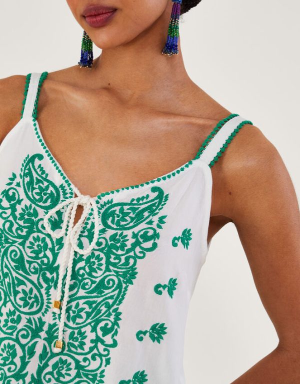 Monsoon Embroidered Cami Top Green - Image 4