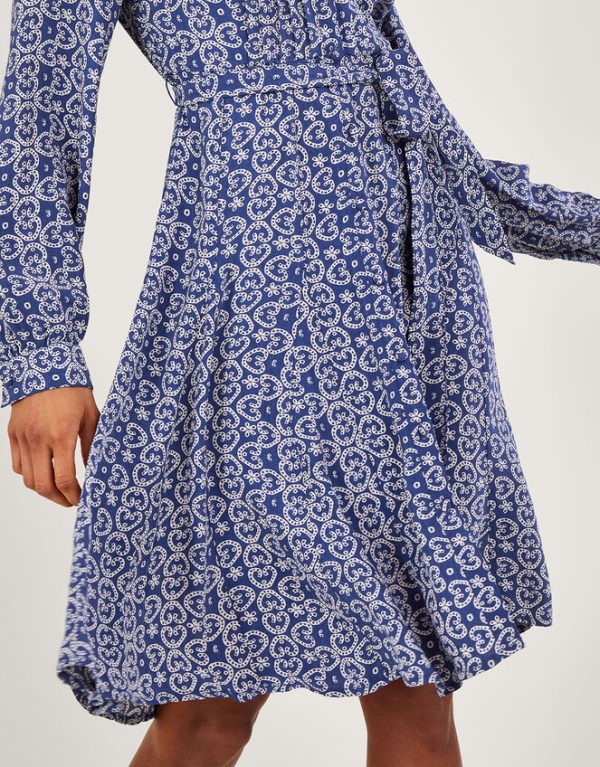 Monsoon Josephina Print Shirt Dress Blue - Image 4