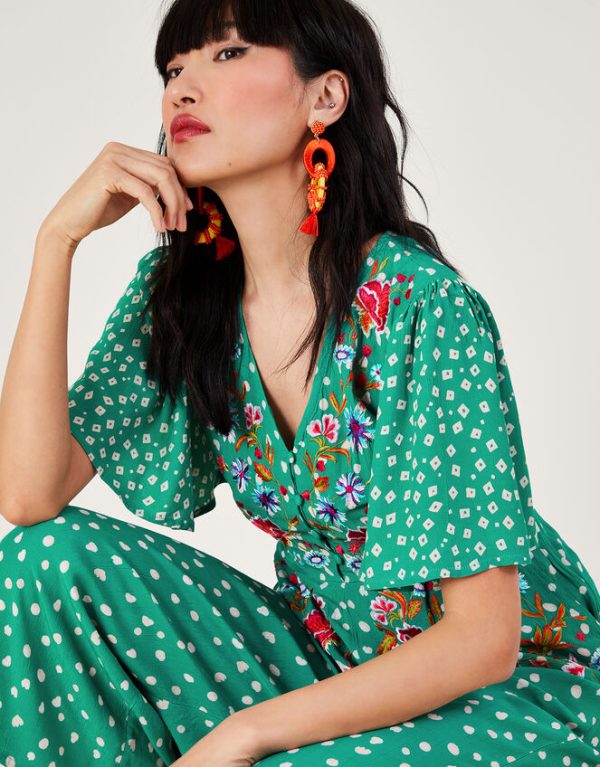 Monsoon Rori Embroidered Jumpsuit Green - Image 4