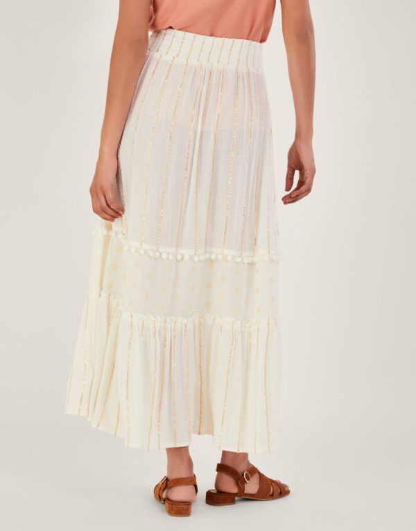 Monsoon Tiered Metallic Beach Skirt White - Image 4