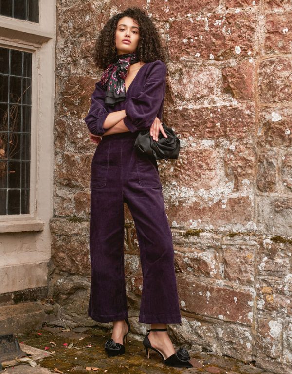 Monsoon Gia Cord Jumpsuit Purple