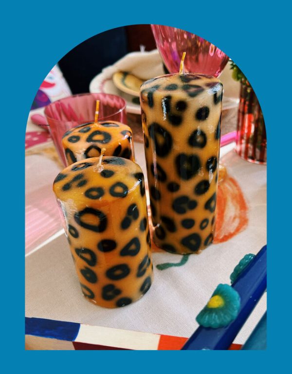 Monsoon Anna and Nina Large Leopard Print Pillar Candle