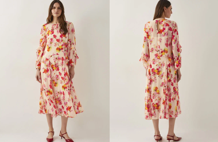 Monsoon Vanna Frill Floral Print Midi Dress: The Epitome of Spring Elegance