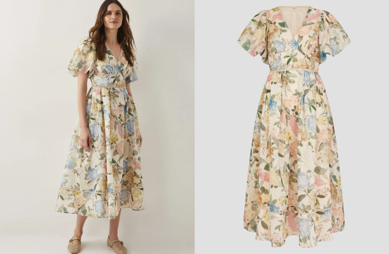 Monsoon Agnes Floral Puff Sleeve Midi Dress: A Blooming Masterpiece