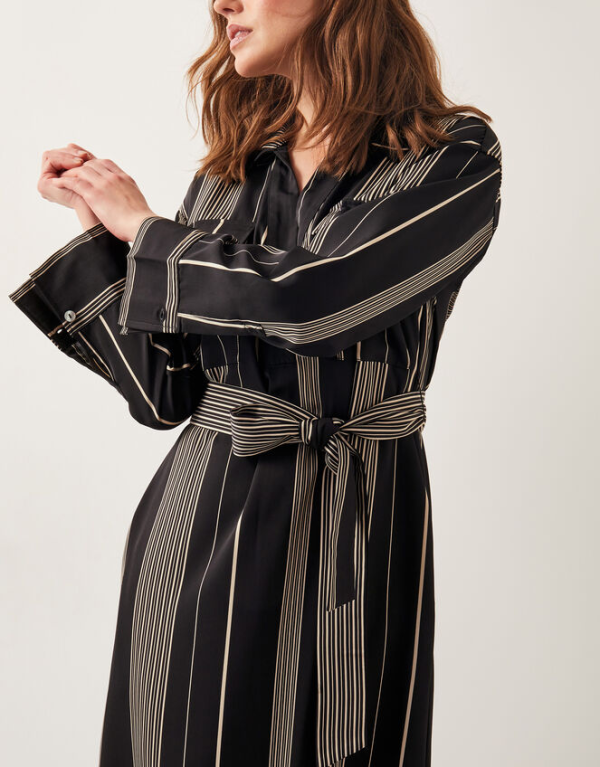 Monsoon Andi stripe midi shirt dress black - Image 2