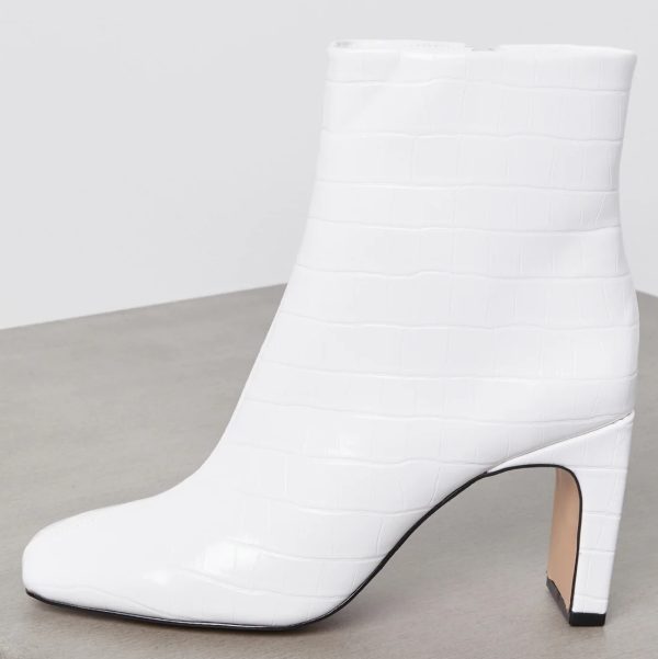 BCBG RANSI BLOCK HEEL EMBOSSED BOOTIE BCBGENERATION - BRIGHT WHITE CROC - Image 3