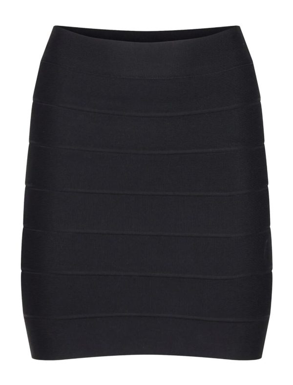 BCBG SIMONE TEXTURED POWER SKIRT - BLACK - Image 5