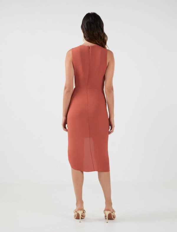 BCBG STANLEY FRONT-TIE DRESS - ETRUSCAN RED - Image 4