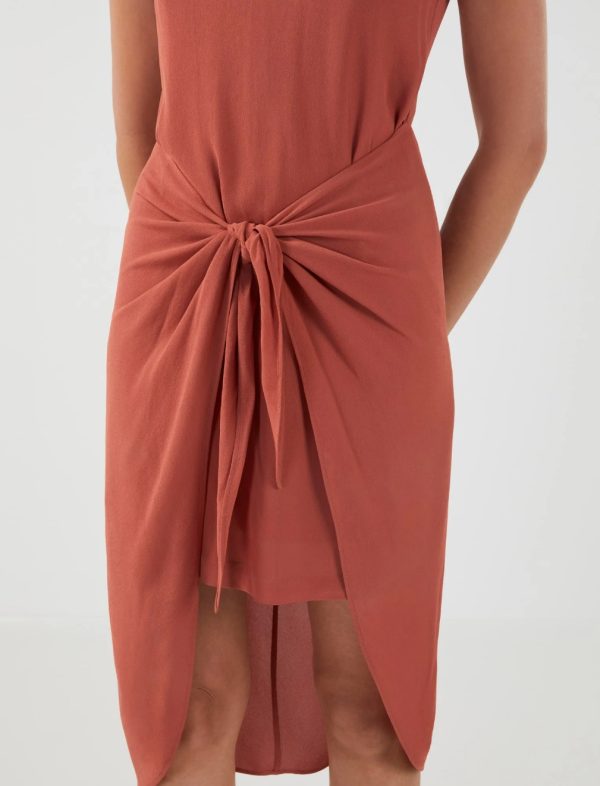 BCBG STANLEY FRONT-TIE DRESS - ETRUSCAN RED - Image 5