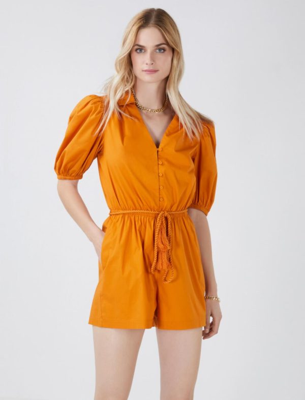 BCBG TASSEL TIE ROMPER - GOLDEN OAK - Image 2