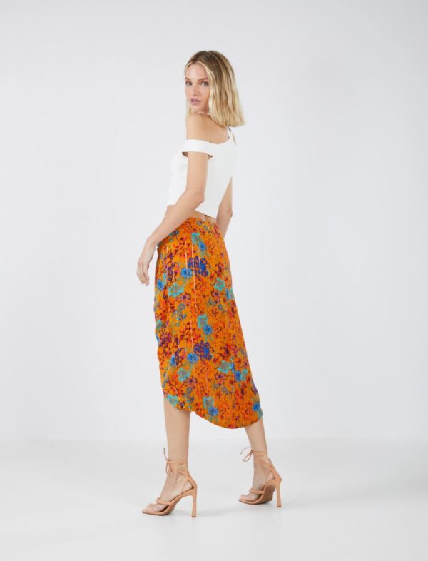 BCBG THERESA HIGH-LOW SKIRT - GOLDEN OAK COMBO - Image 3