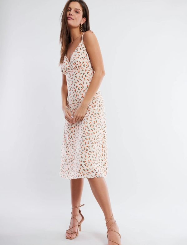 BCBG TIE SHOULDER A-LINE DRESS - PEACH - Image 3